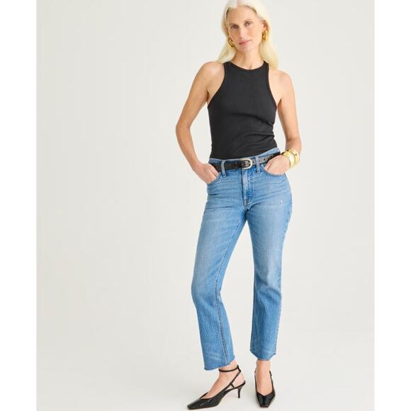 J.Crew 9'' Demi Boot Crop Jean in Clyde Wash Medium Blue Size 28 - Picture 1 of 10